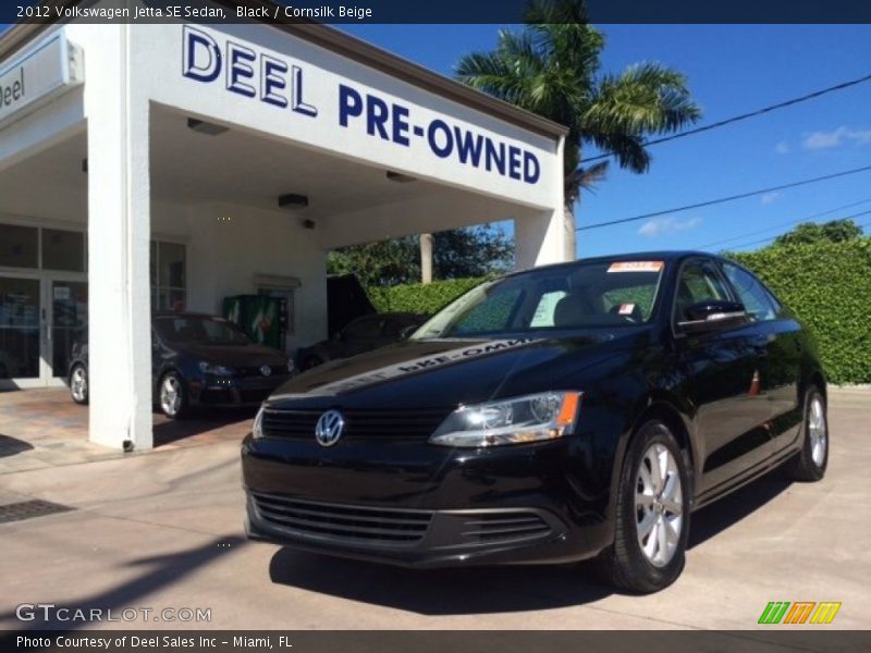 Black / Cornsilk Beige 2012 Volkswagen Jetta SE Sedan