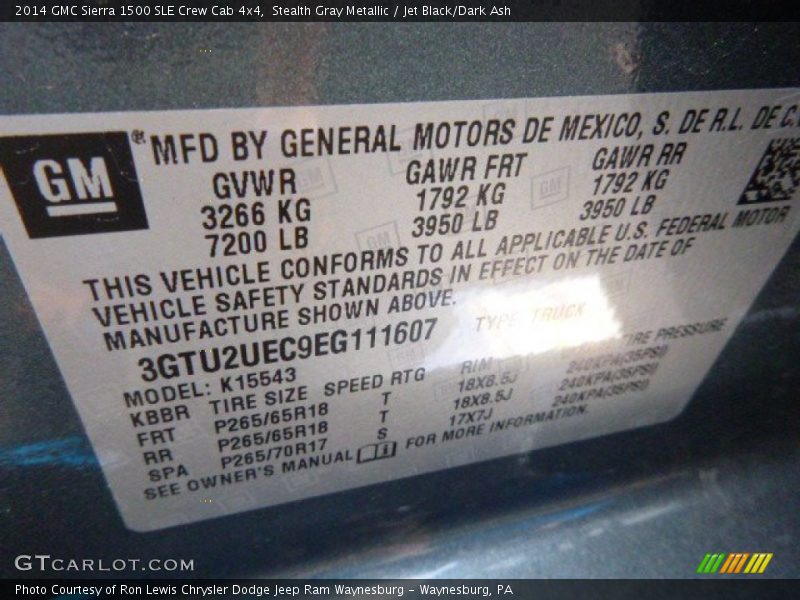 Stealth Gray Metallic / Jet Black/Dark Ash 2014 GMC Sierra 1500 SLE Crew Cab 4x4