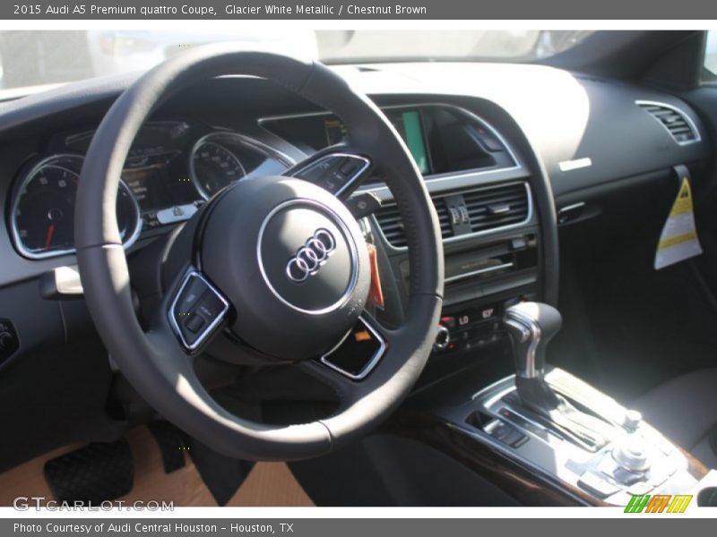 Glacier White Metallic / Chestnut Brown 2015 Audi A5 Premium quattro Coupe