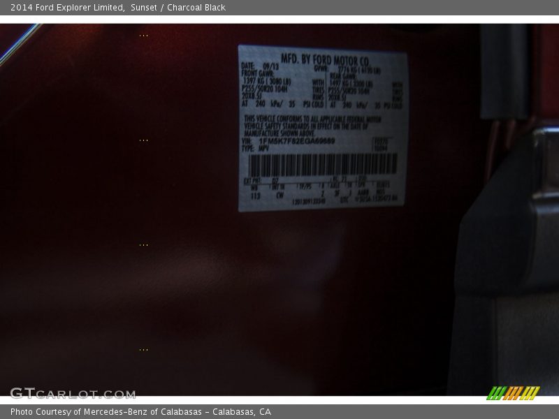 Sunset / Charcoal Black 2014 Ford Explorer Limited