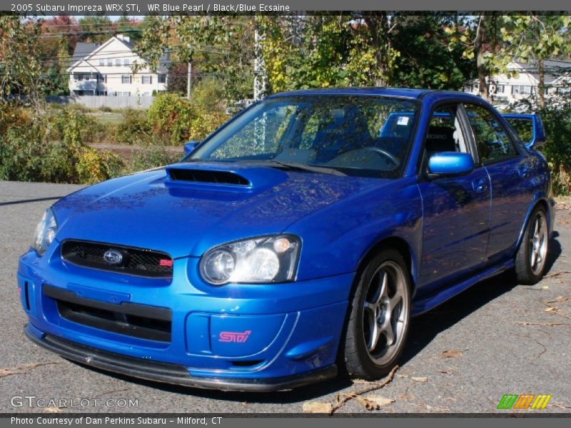 WR Blue Pearl / Black/Blue Ecsaine 2005 Subaru Impreza WRX STi
