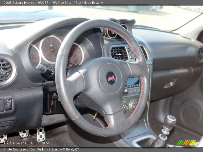 WR Blue Pearl / Black/Blue Ecsaine 2005 Subaru Impreza WRX STi