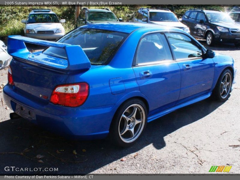 WR Blue Pearl / Black/Blue Ecsaine 2005 Subaru Impreza WRX STi
