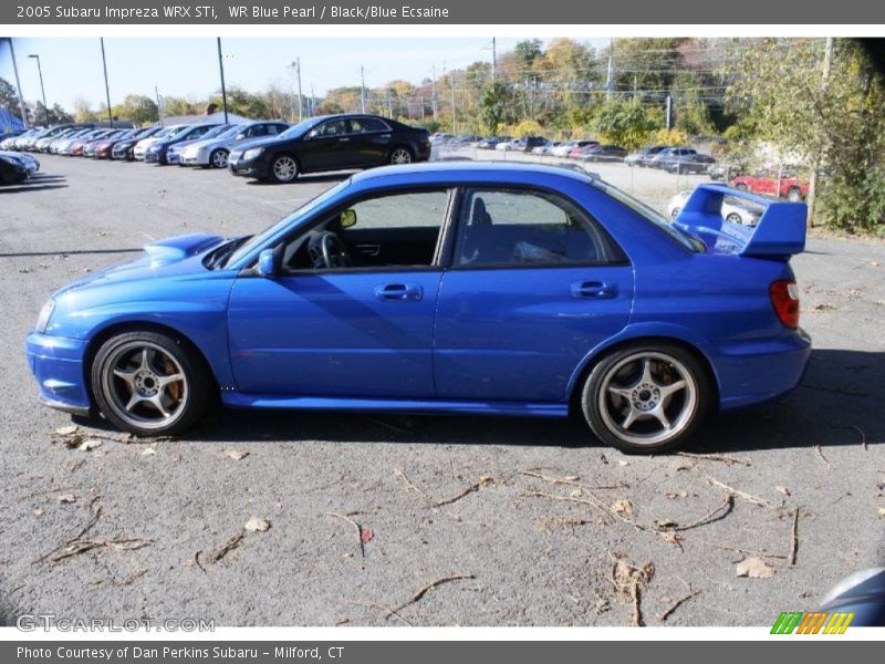 WR Blue Pearl / Black/Blue Ecsaine 2005 Subaru Impreza WRX STi