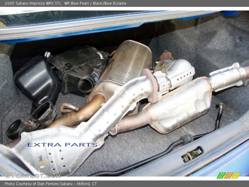 WR Blue Pearl / Black/Blue Ecsaine 2005 Subaru Impreza WRX STi