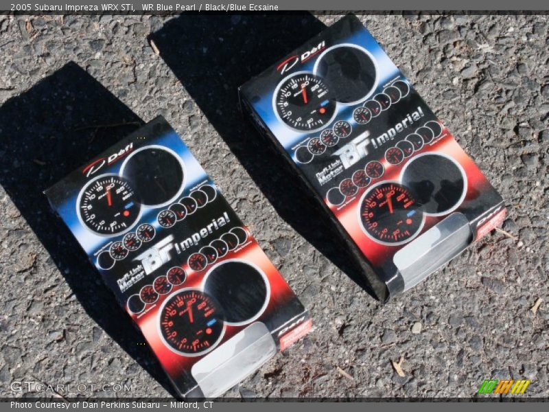 WR Blue Pearl / Black/Blue Ecsaine 2005 Subaru Impreza WRX STi