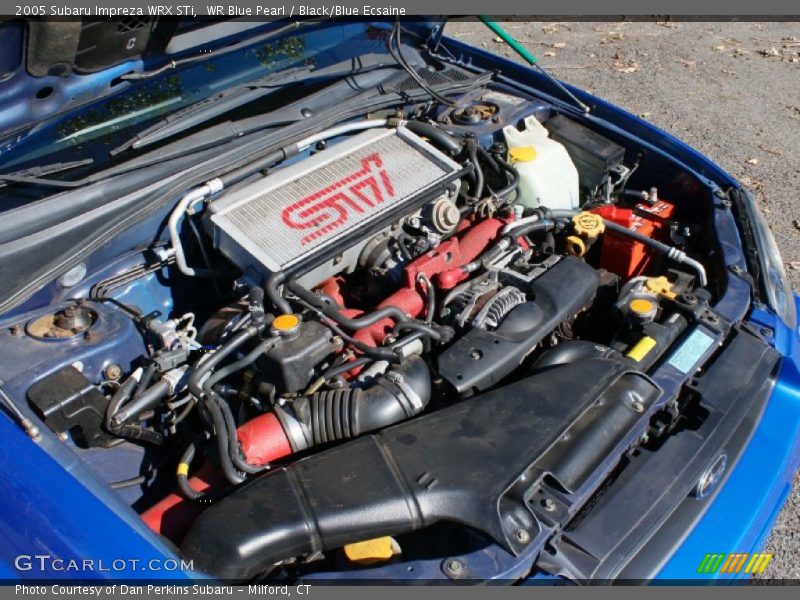 WR Blue Pearl / Black/Blue Ecsaine 2005 Subaru Impreza WRX STi