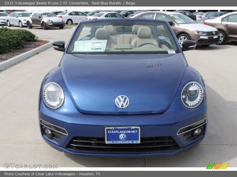 Reef Blue Metallic / Beige 2015 Volkswagen Beetle R Line 2.0T Convertible