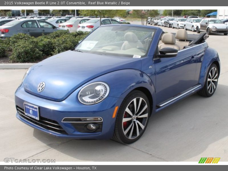 Reef Blue Metallic / Beige 2015 Volkswagen Beetle R Line 2.0T Convertible