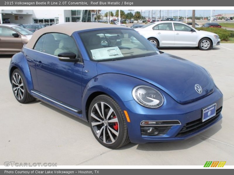 Reef Blue Metallic / Beige 2015 Volkswagen Beetle R Line 2.0T Convertible