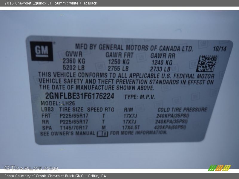 Summit White / Jet Black 2015 Chevrolet Equinox LT