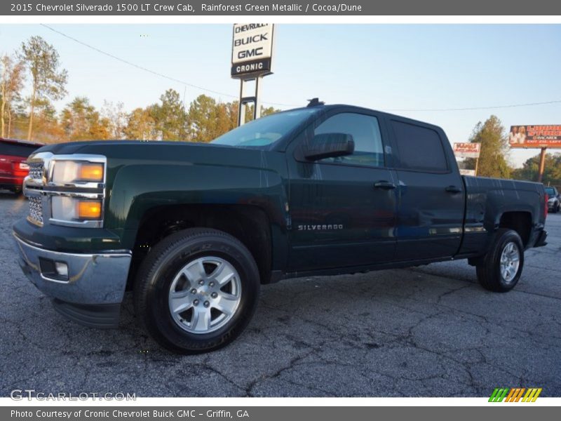 Rainforest Green Metallic / Cocoa/Dune 2015 Chevrolet Silverado 1500 LT Crew Cab