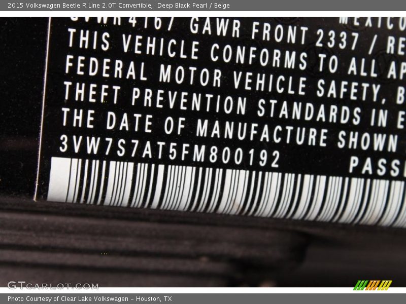 Deep Black Pearl / Beige 2015 Volkswagen Beetle R Line 2.0T Convertible