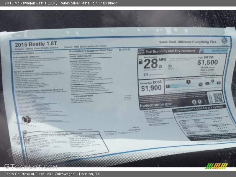 Reflex Silver Metallic / Titan Black 2015 Volkswagen Beetle 1.8T