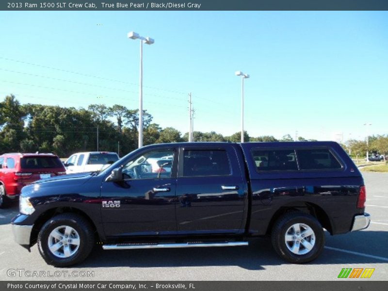 True Blue Pearl / Black/Diesel Gray 2013 Ram 1500 SLT Crew Cab