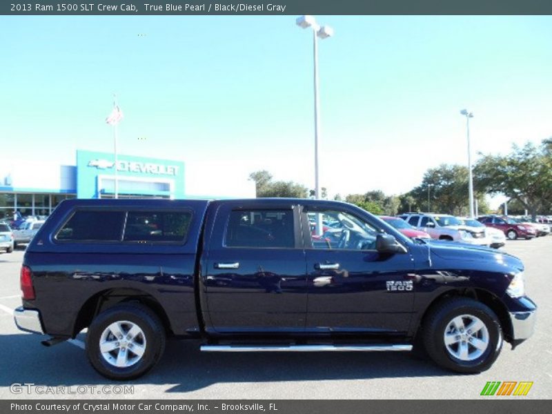 True Blue Pearl / Black/Diesel Gray 2013 Ram 1500 SLT Crew Cab