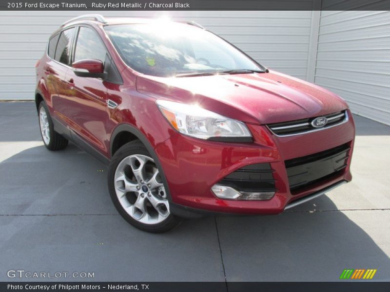 Ruby Red Metallic / Charcoal Black 2015 Ford Escape Titanium