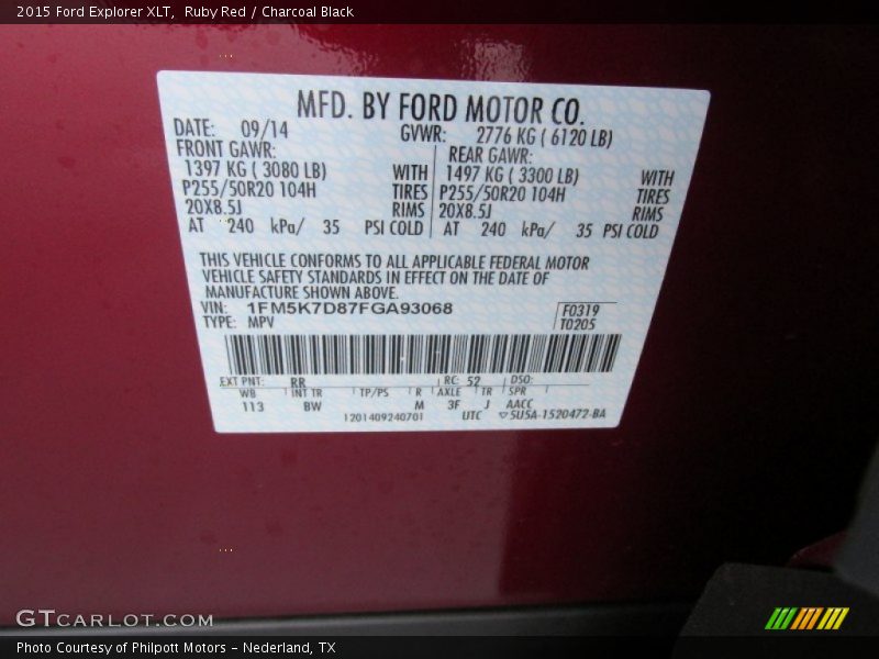 Ruby Red / Charcoal Black 2015 Ford Explorer XLT
