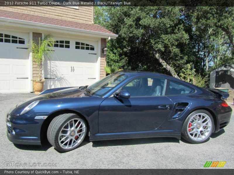 Dark Blue Metallic / Black/Titanium Blue 2012 Porsche 911 Turbo Coupe