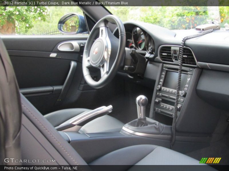 Dark Blue Metallic / Black/Titanium Blue 2012 Porsche 911 Turbo Coupe