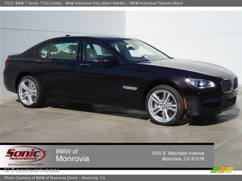BMW Individual Ruby Black Metallic / BMW Individual Platinum/Black 2015 BMW 7 Series 750Li Sedan