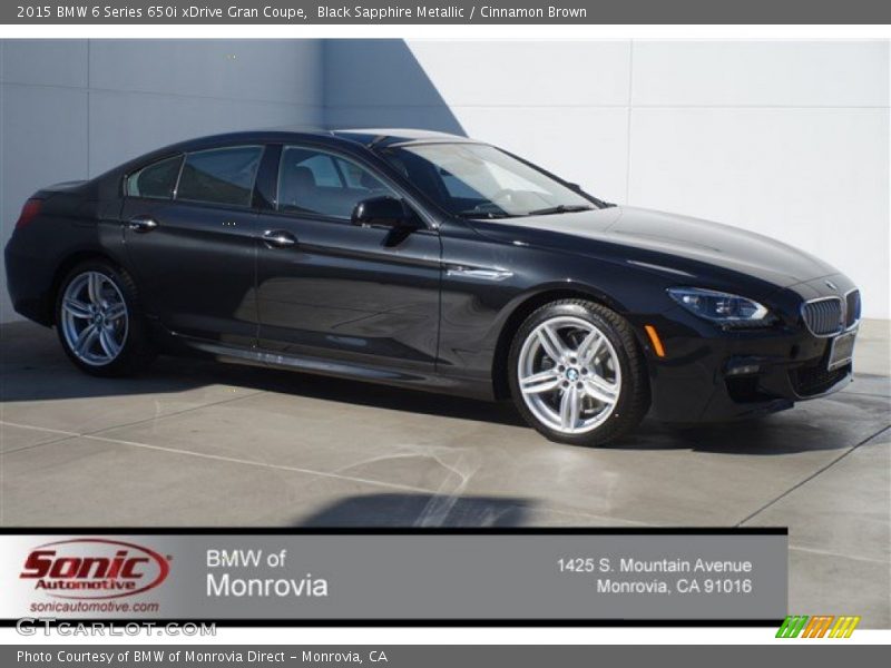 Black Sapphire Metallic / Cinnamon Brown 2015 BMW 6 Series 650i xDrive Gran Coupe