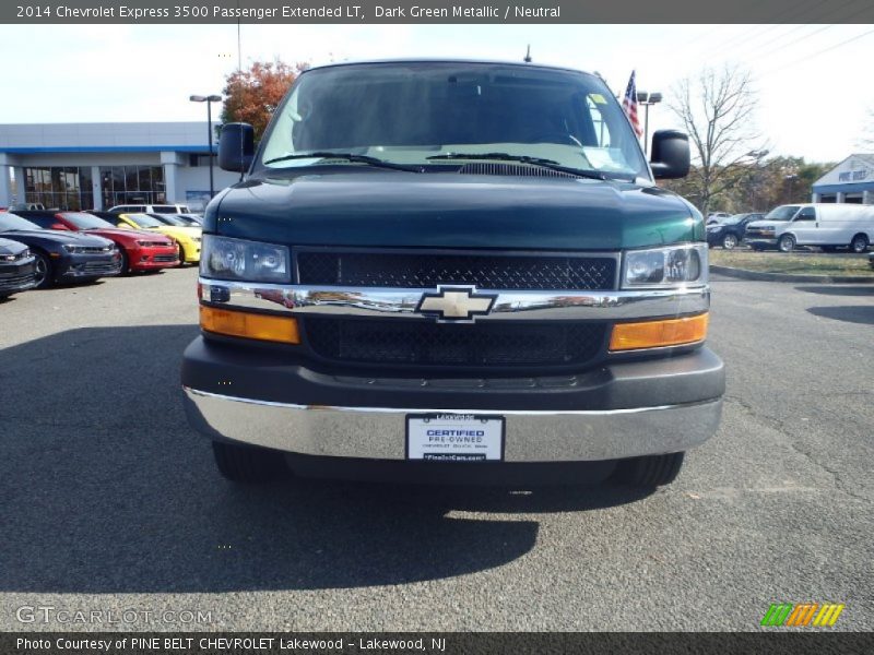 Dark Green Metallic / Neutral 2014 Chevrolet Express 3500 Passenger Extended LT