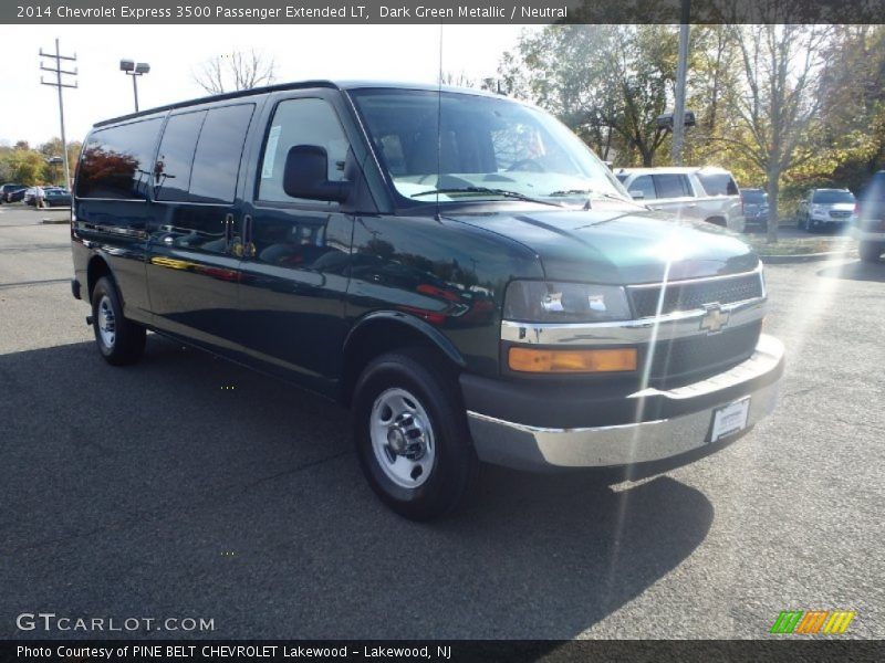 Dark Green Metallic / Neutral 2014 Chevrolet Express 3500 Passenger Extended LT