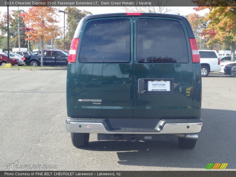 Dark Green Metallic / Neutral 2014 Chevrolet Express 3500 Passenger Extended LT