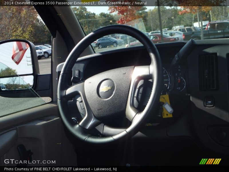 Dark Green Metallic / Neutral 2014 Chevrolet Express 3500 Passenger Extended LT