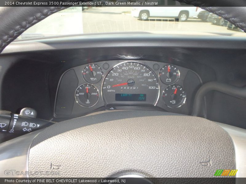 Dark Green Metallic / Neutral 2014 Chevrolet Express 3500 Passenger Extended LT