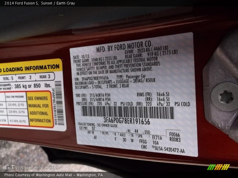 Sunset / Earth Gray 2014 Ford Fusion S
