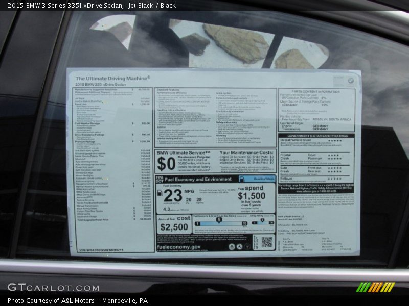  2015 3 Series 335i xDrive Sedan Window Sticker