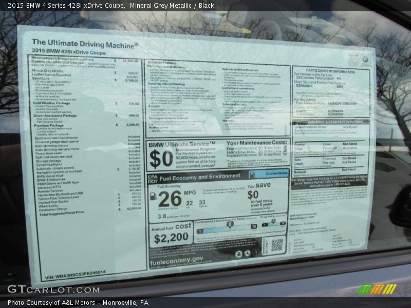  2015 4 Series 428i xDrive Coupe Window Sticker