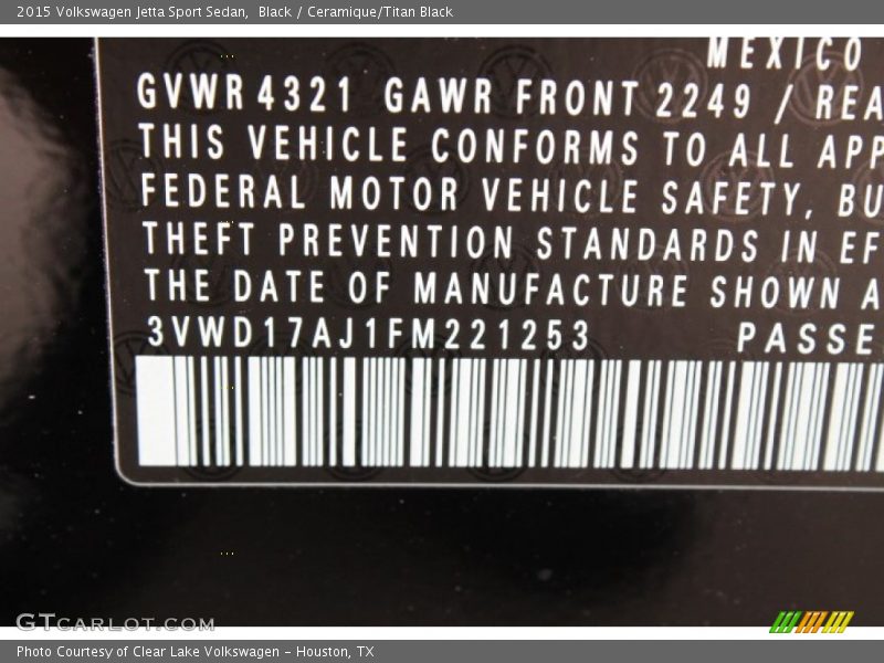 Black / Ceramique/Titan Black 2015 Volkswagen Jetta Sport Sedan