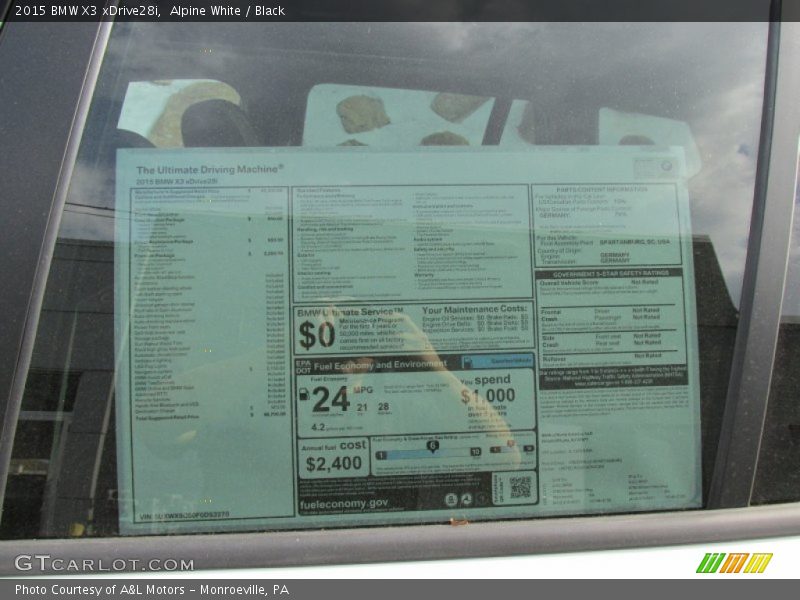 Alpine White / Black 2015 BMW X3 xDrive28i