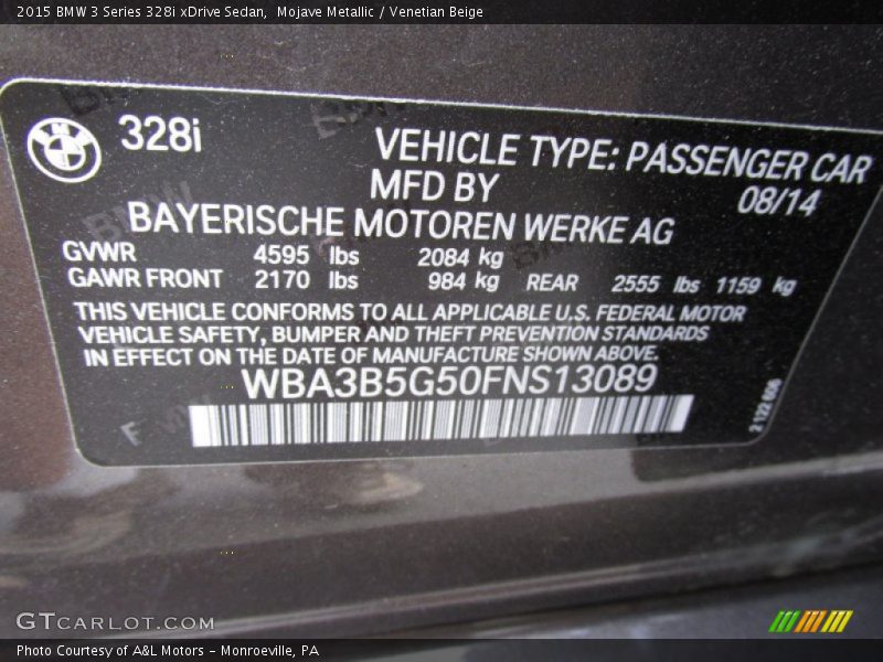 Mojave Metallic / Venetian Beige 2015 BMW 3 Series 328i xDrive Sedan