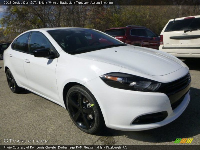 Bright White / Black/Light Tungsten Accent Stitching 2015 Dodge Dart SXT