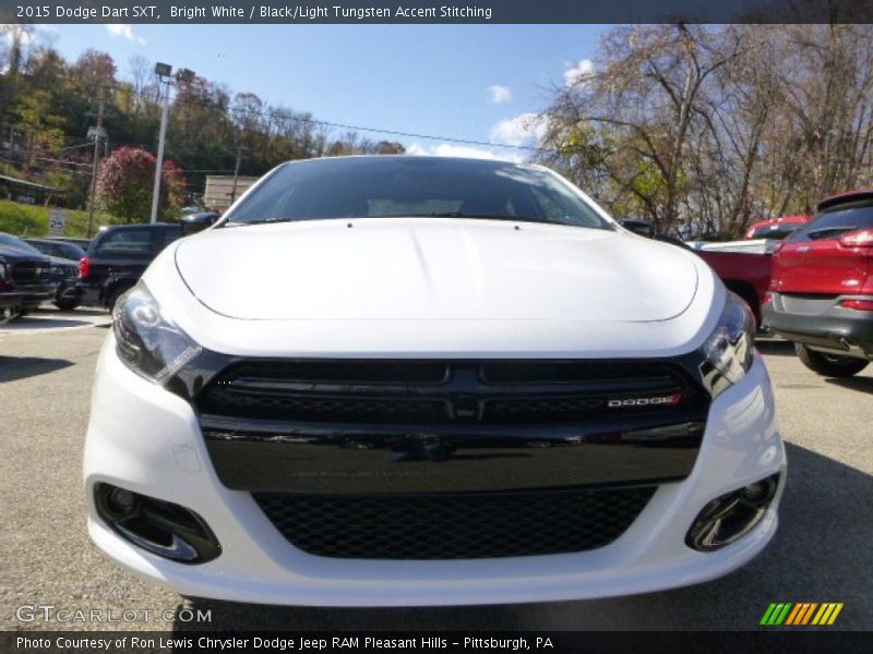 Bright White / Black/Light Tungsten Accent Stitching 2015 Dodge Dart SXT
