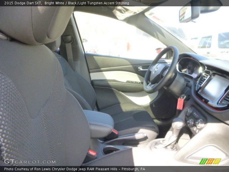 Bright White / Black/Light Tungsten Accent Stitching 2015 Dodge Dart SXT