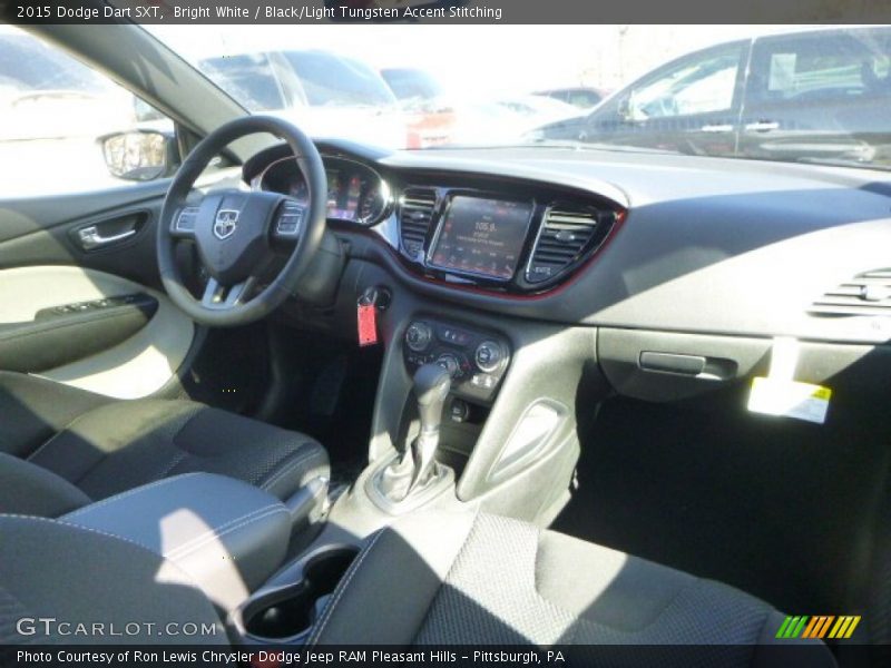 Bright White / Black/Light Tungsten Accent Stitching 2015 Dodge Dart SXT