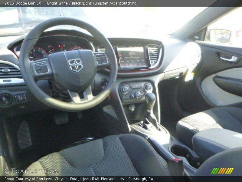 Bright White / Black/Light Tungsten Accent Stitching 2015 Dodge Dart SXT