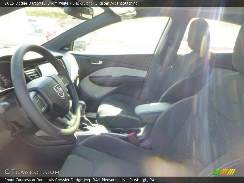 Bright White / Black/Light Tungsten Accent Stitching 2015 Dodge Dart SXT