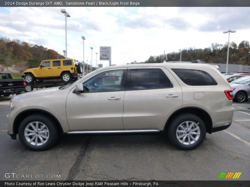 Sandstone Pearl / Black/Light Frost Beige 2014 Dodge Durango SXT AWD
