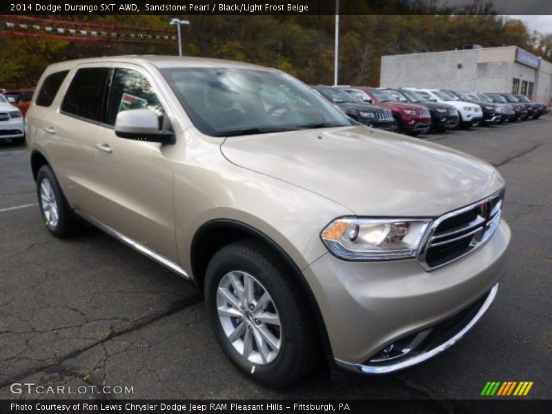 Sandstone Pearl / Black/Light Frost Beige 2014 Dodge Durango SXT AWD