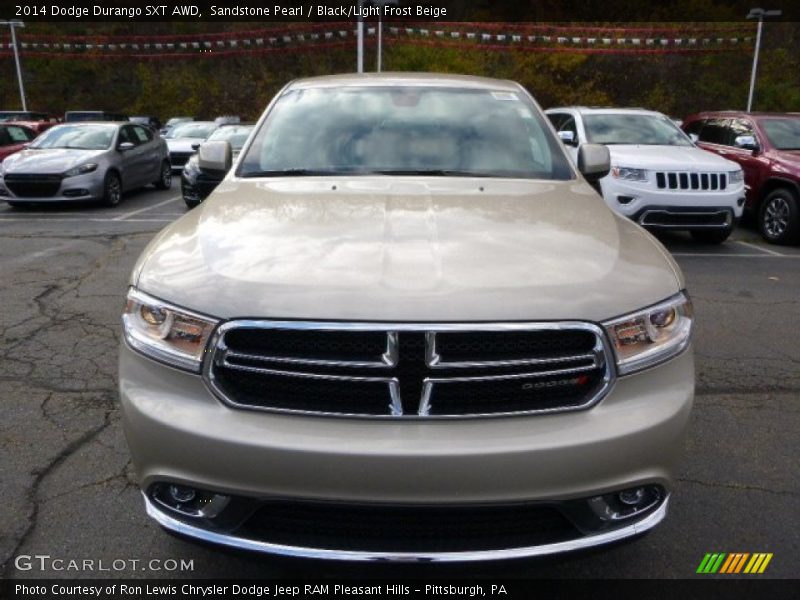 Sandstone Pearl / Black/Light Frost Beige 2014 Dodge Durango SXT AWD