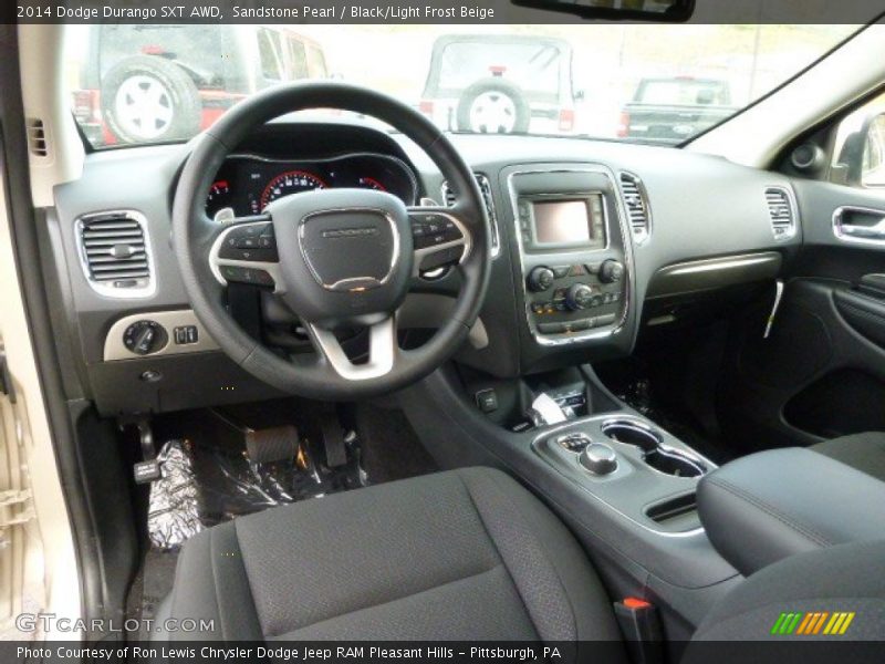Sandstone Pearl / Black/Light Frost Beige 2014 Dodge Durango SXT AWD