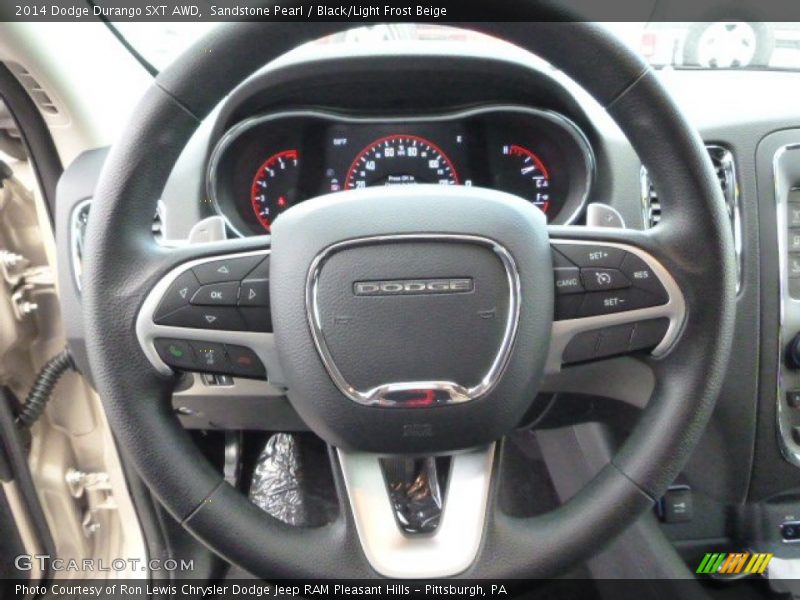 Sandstone Pearl / Black/Light Frost Beige 2014 Dodge Durango SXT AWD