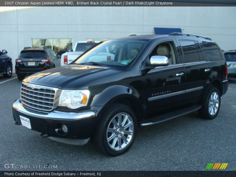 Brilliant Black Crystal Pearl / Dark Khaki/Light Graystone 2007 Chrysler Aspen Limited HEMI 4WD