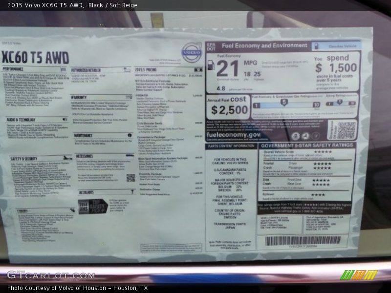 Black / Soft Beige 2015 Volvo XC60 T5 AWD